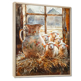 Sheep Portrait At The Farm - Sheep Large Canvas Wall Art
