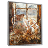 Sheep Portrait At The Farm - Sheep Large Canvas Wall Art