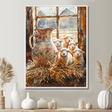 Sheep Portrait At The Farm - Sheep Large Canvas Wall Art