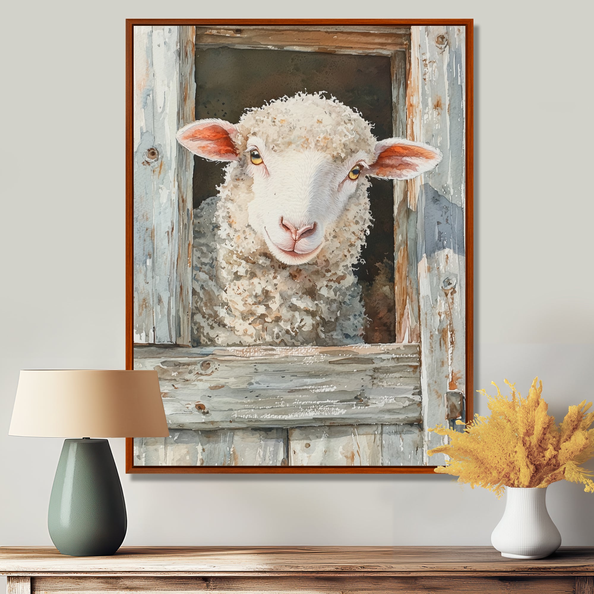 Cute Sheep Portrait At The Farm - Sheep Home Decor Art