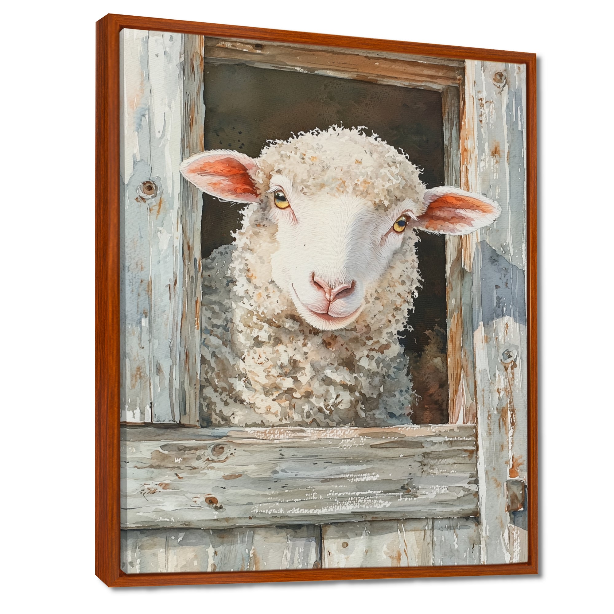 Cute Sheep Portrait At The Farm - Sheep Home Decor Art