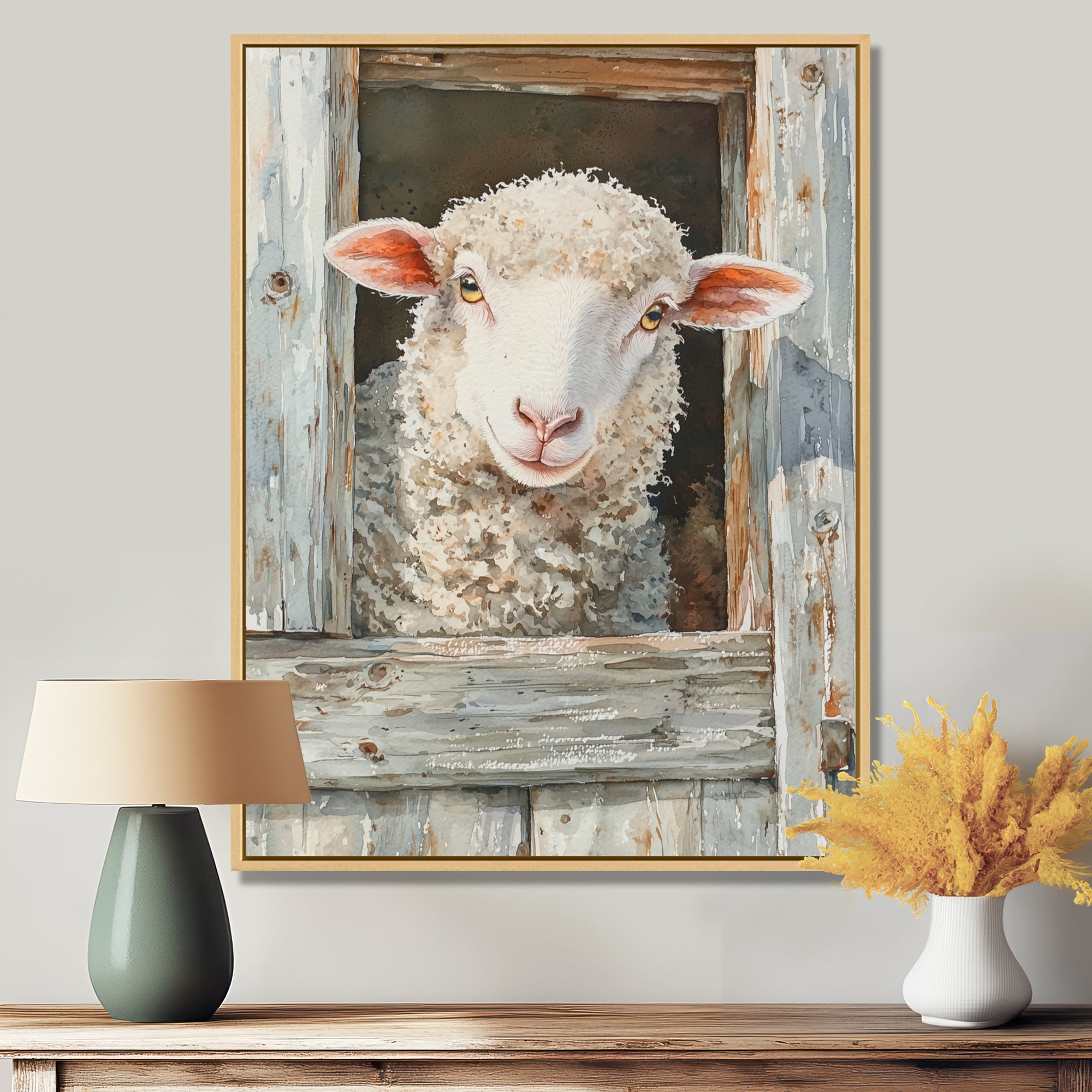 Cute Sheep Portrait At The Farm - Sheep Home Decor Art