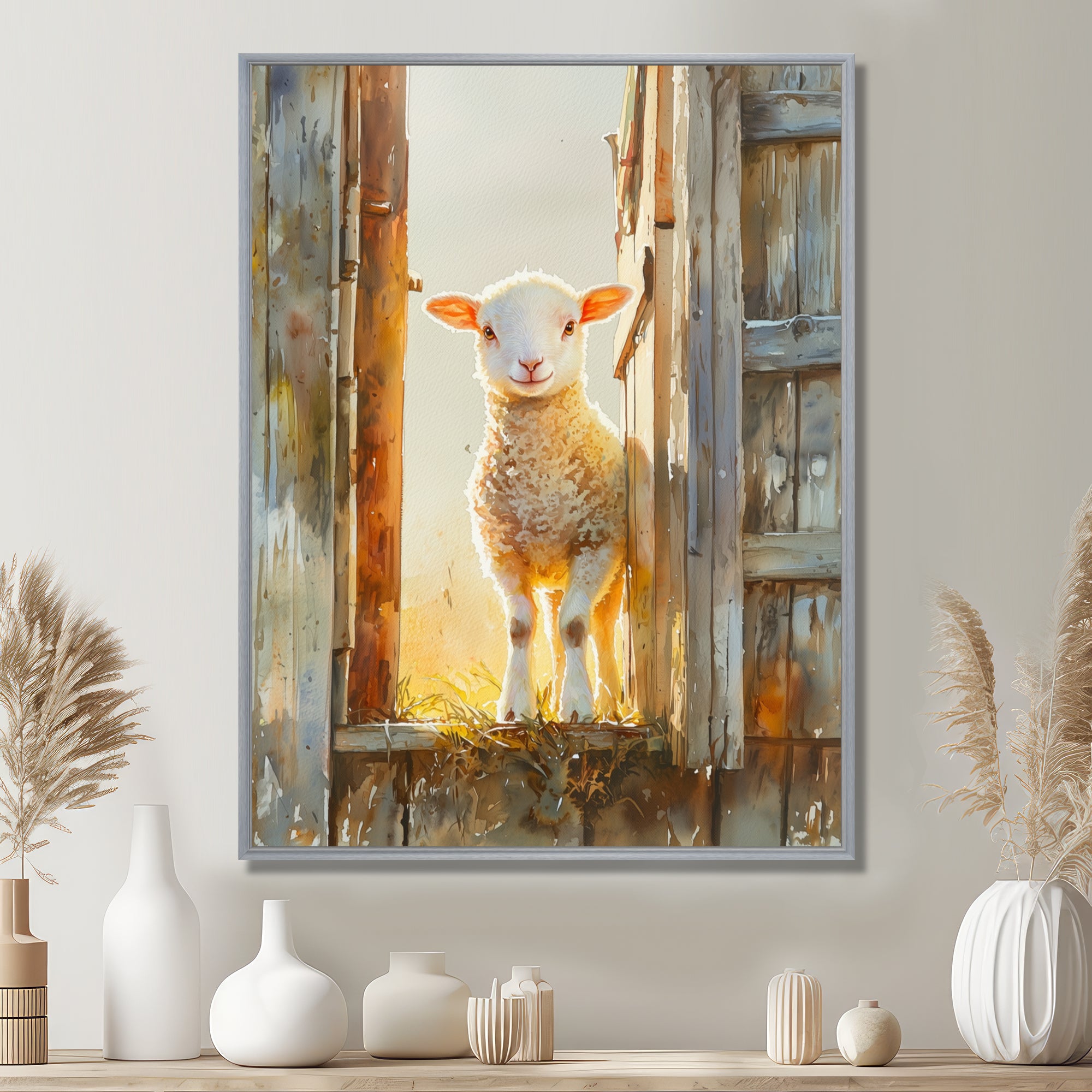 Photo Of Sheep Portrait At The Barn - Sheep Bedroom Wall Art