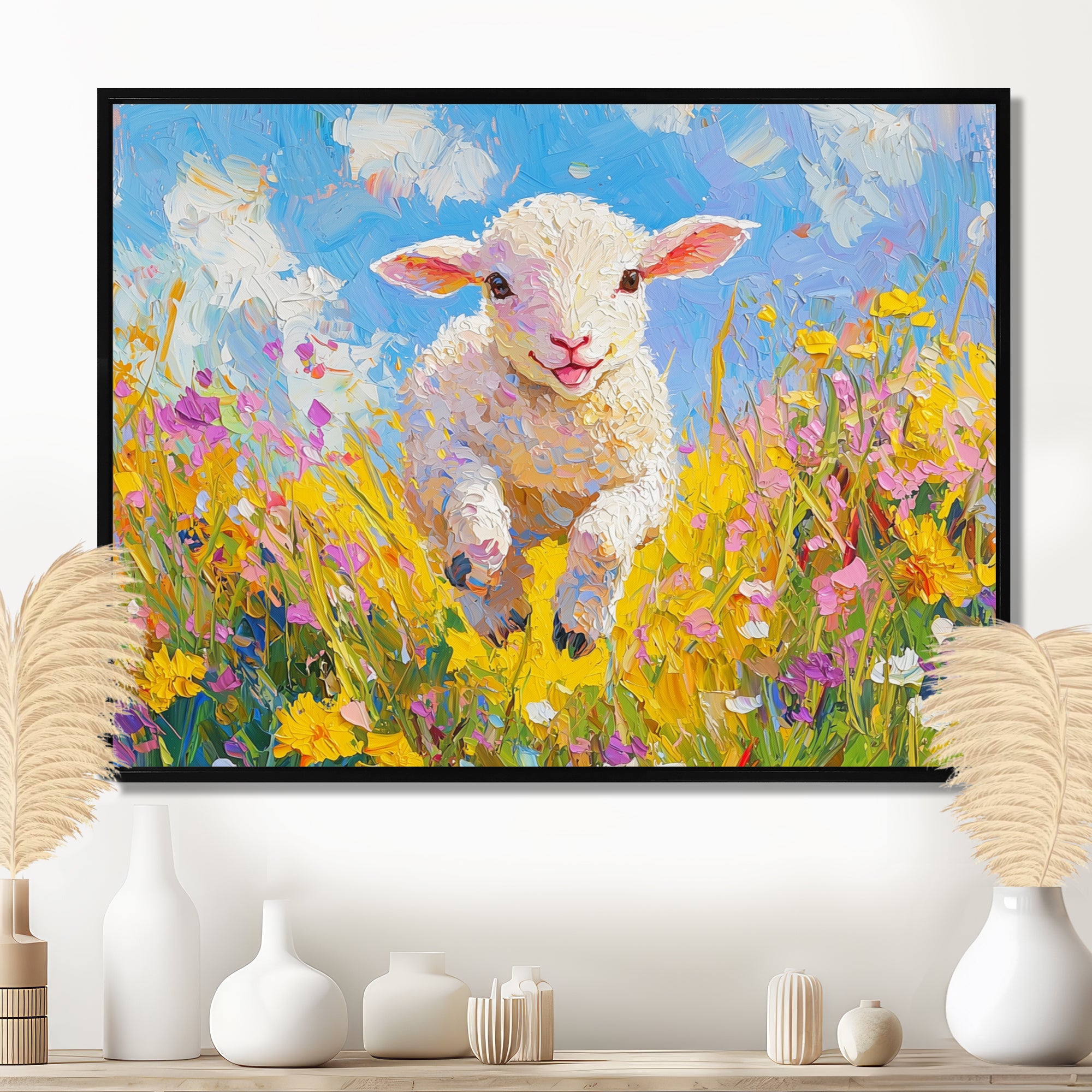 Cute Spring Lamb Having Fun At The Barn - Sheep Wall Decor