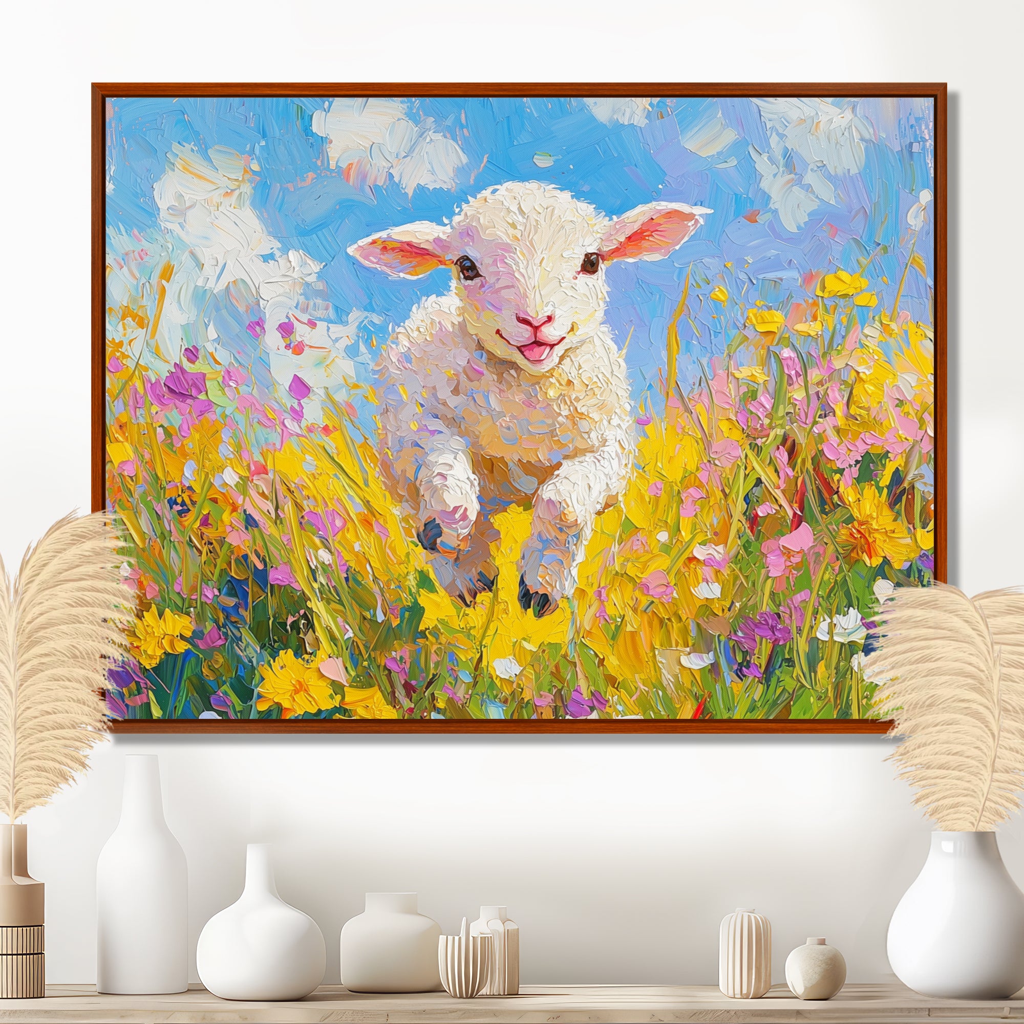 Cute Spring Lamb Having Fun At The Barn - Sheep Wall Decor