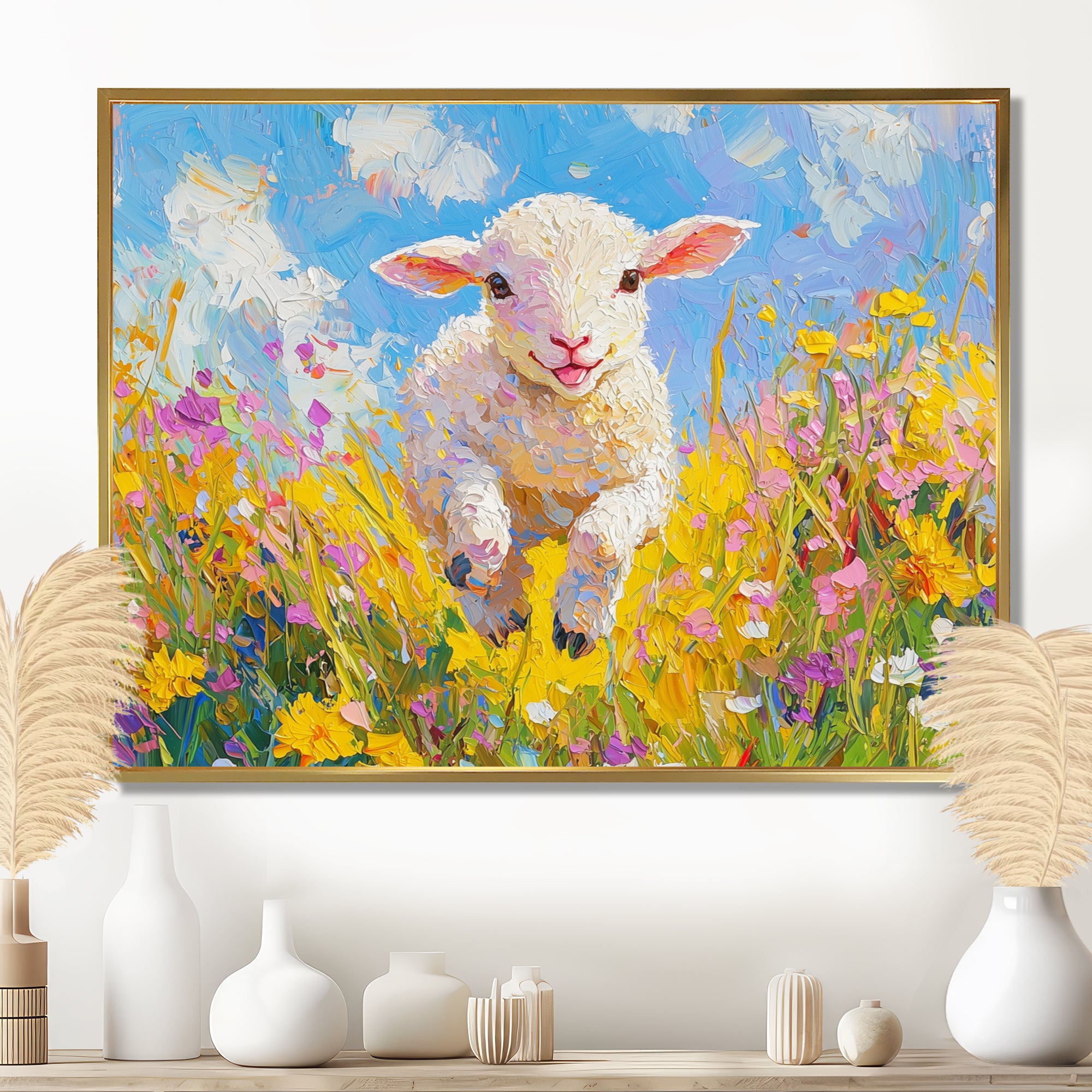 Cute Spring Lamb Having Fun At The Barn - Sheep Wall Decor