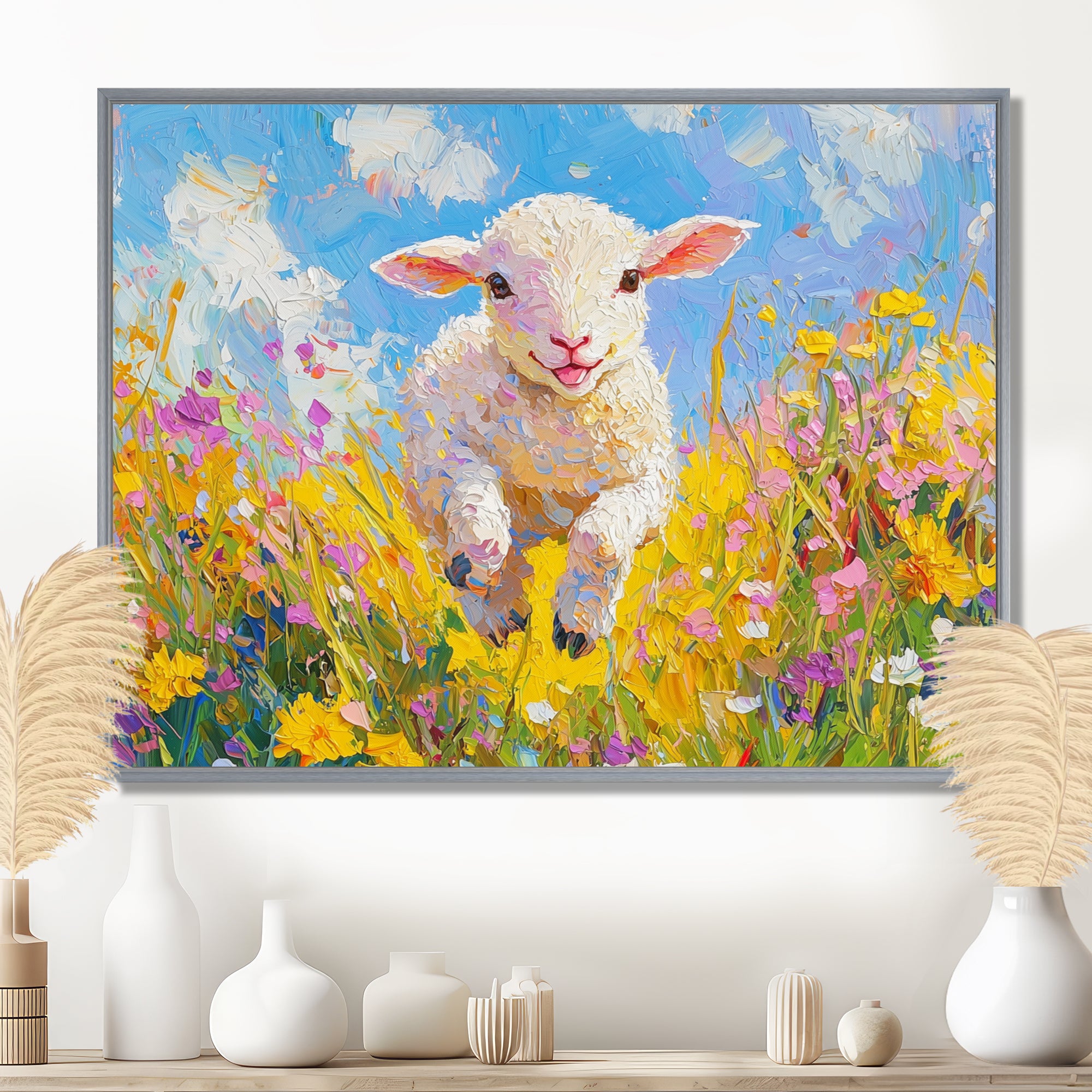 Cute Spring Lamb Having Fun At The Barn - Sheep Wall Decor