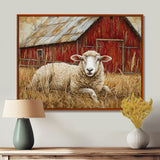 Sheep By The Old Red Farm - Sheep Wall Art Prints