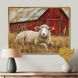 Sheep By The Old Red Farm - Sheep Wall Art Prints