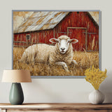 Sheep By The Old Red Farm - Sheep Wall Art Prints