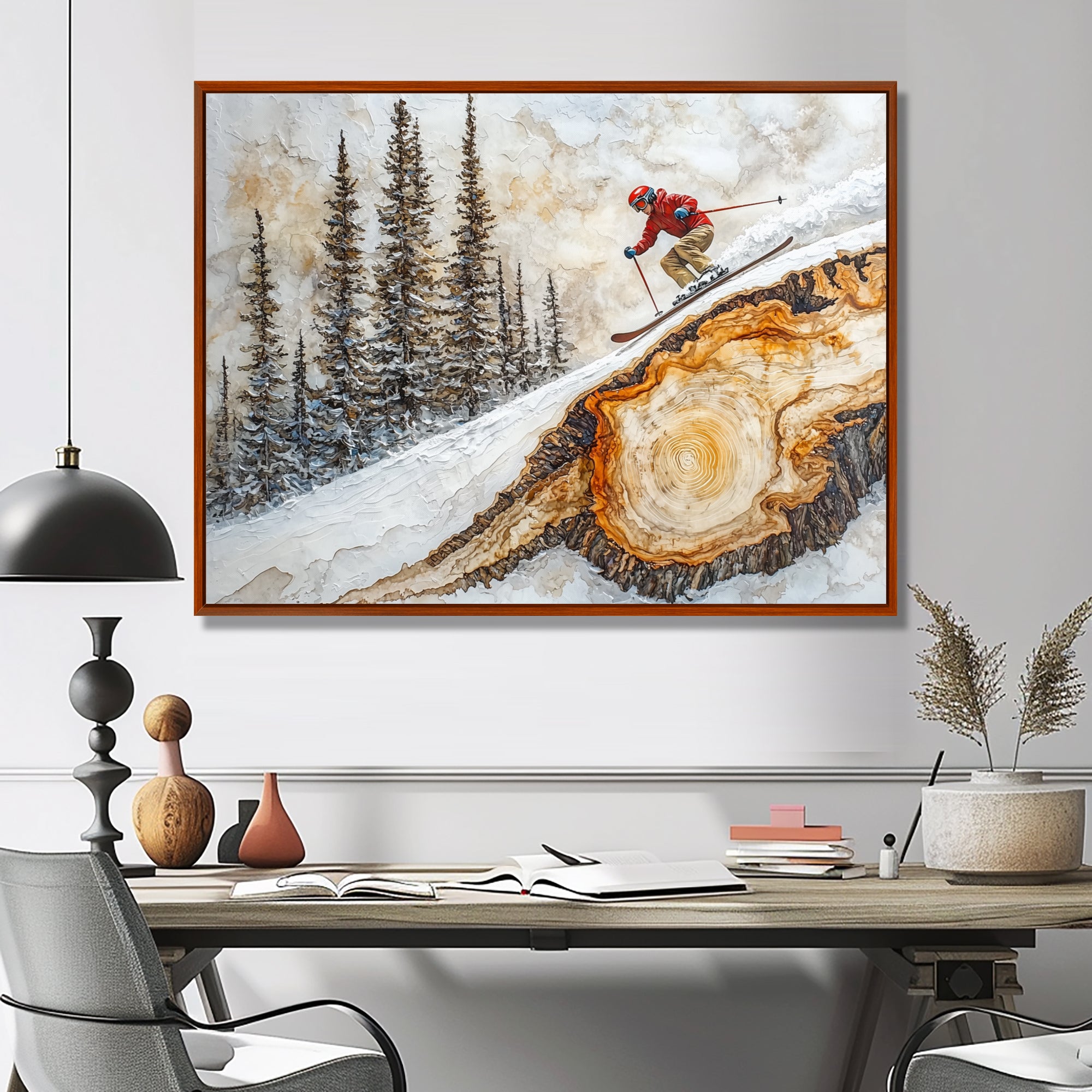 Summit Gliders Skiing In A Winter Landscape I - Skiing Canvas Wall Art