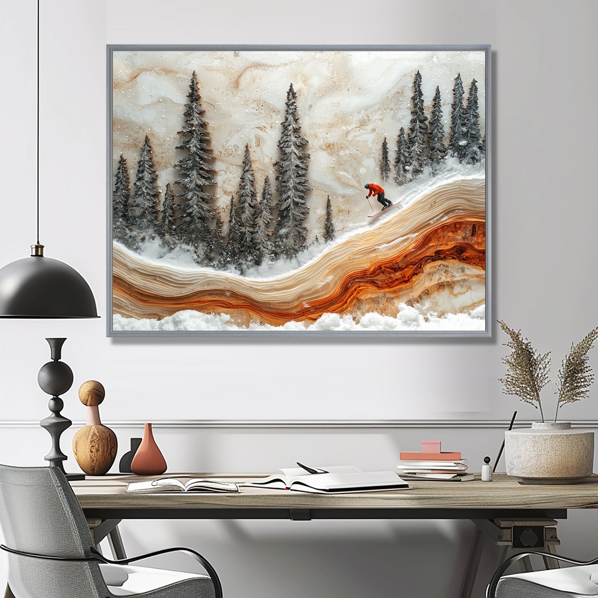 Crystal Skiing In A Winter Landscape I - Skiing Canvas Wall Art