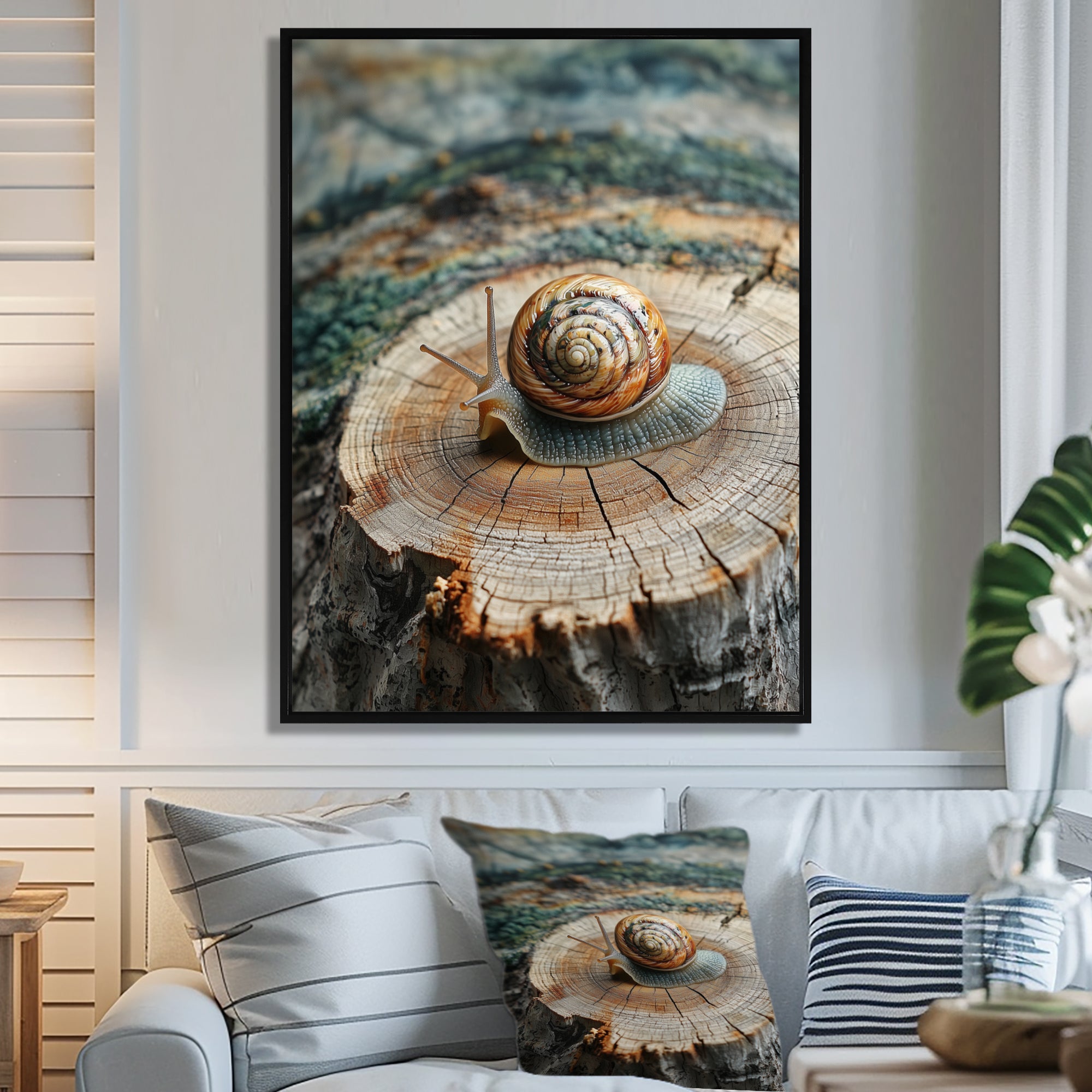 Snail At The Mountain On Slide - Brown Snail Wall Art