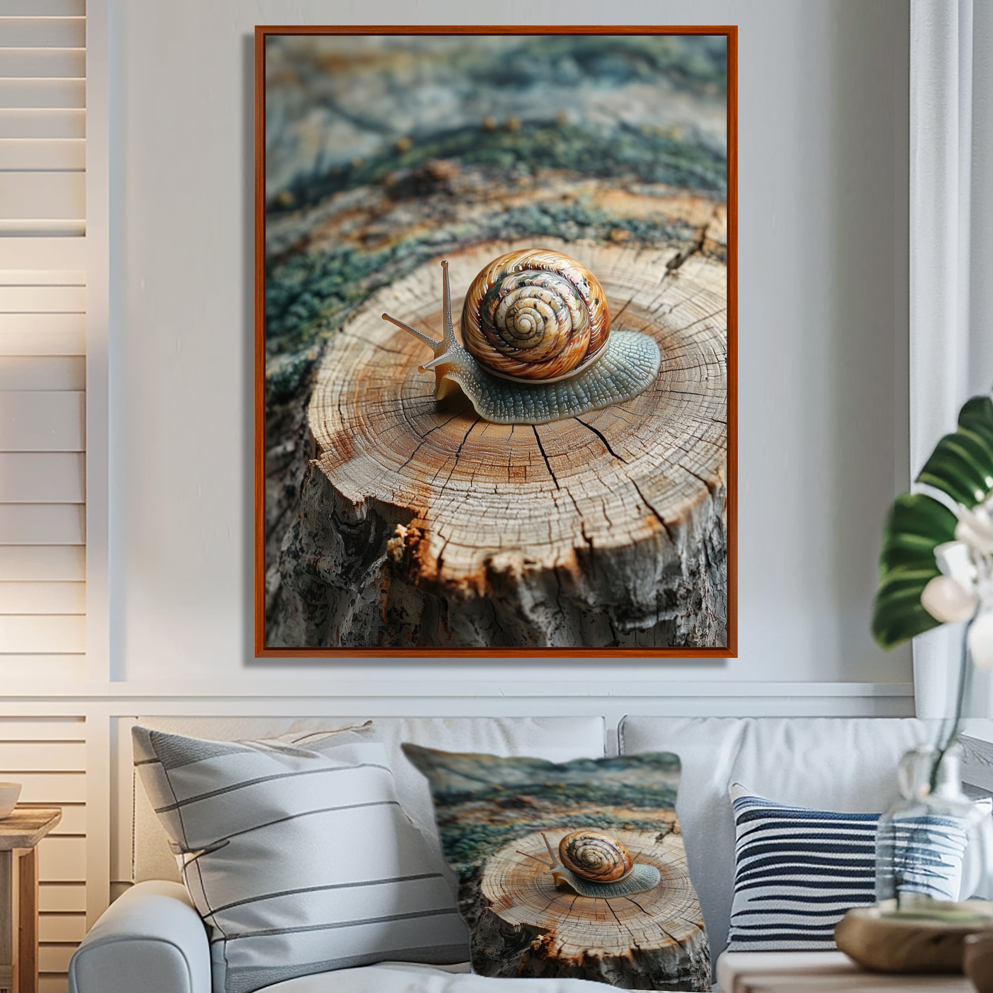 Snail At The Mountain On Slide - Brown Snail Wall Art