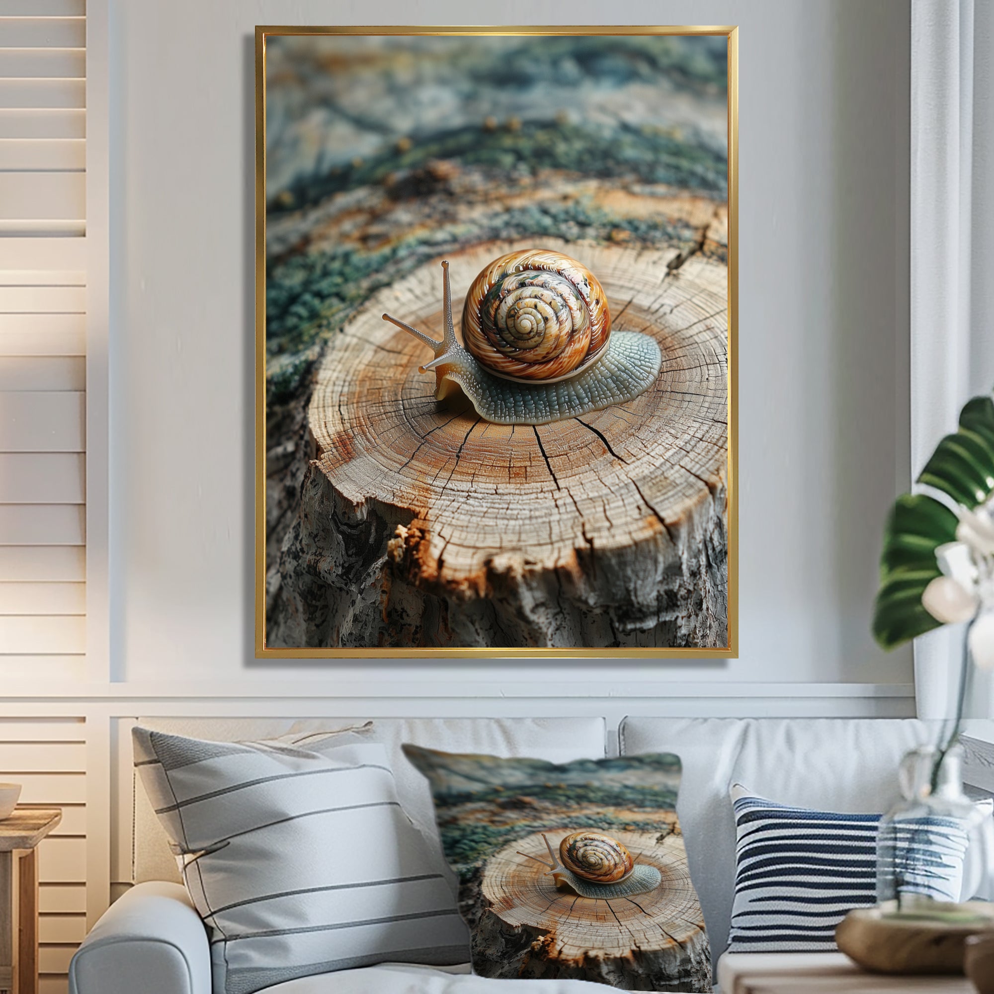 Snail At The Mountain On Slide - Brown Snail Wall Art