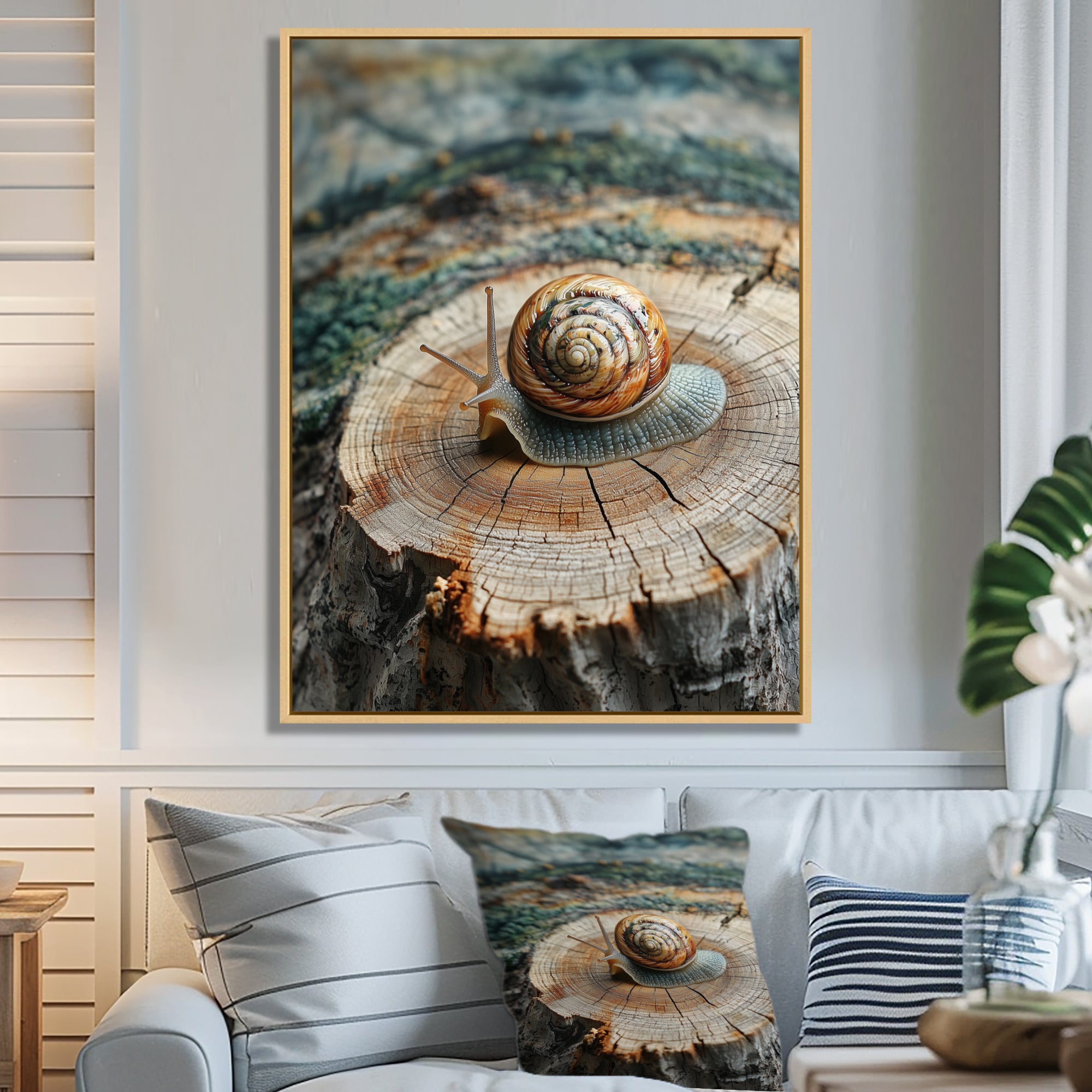 Snail At The Mountain On Slide - Brown Snail Wall Art