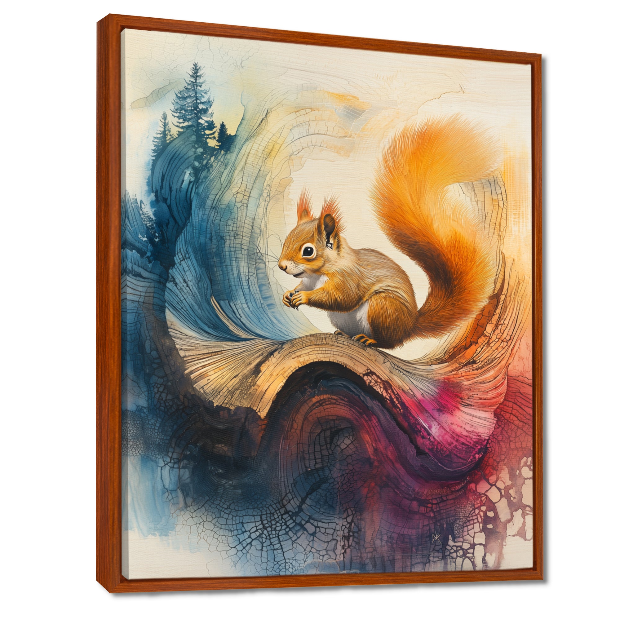 Abstract Vivid Squirrel At The Mountain On Slide - Squirrel Living Room Wall Art