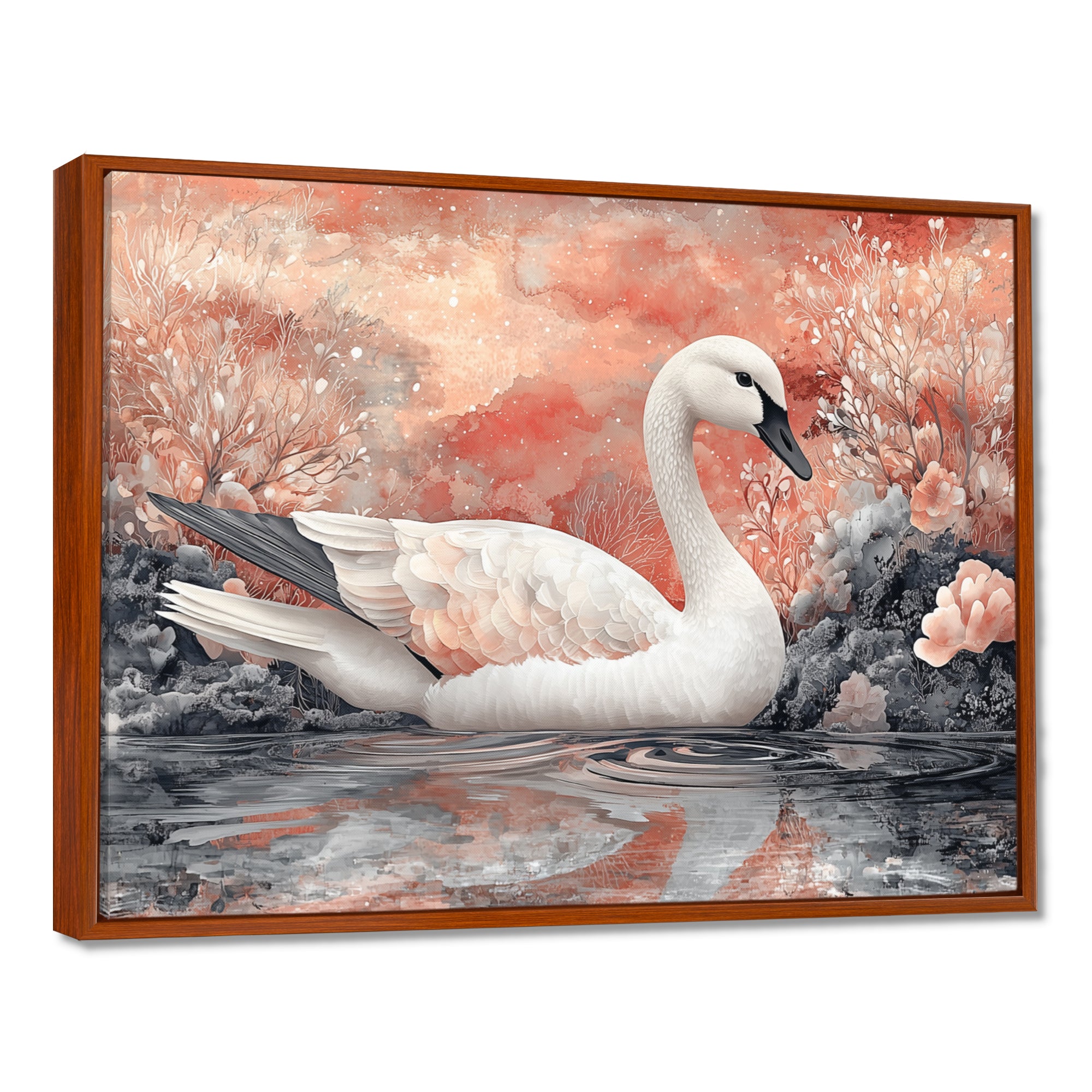 Pink Swan Reflections Of Elegance - Swans Wall Decor