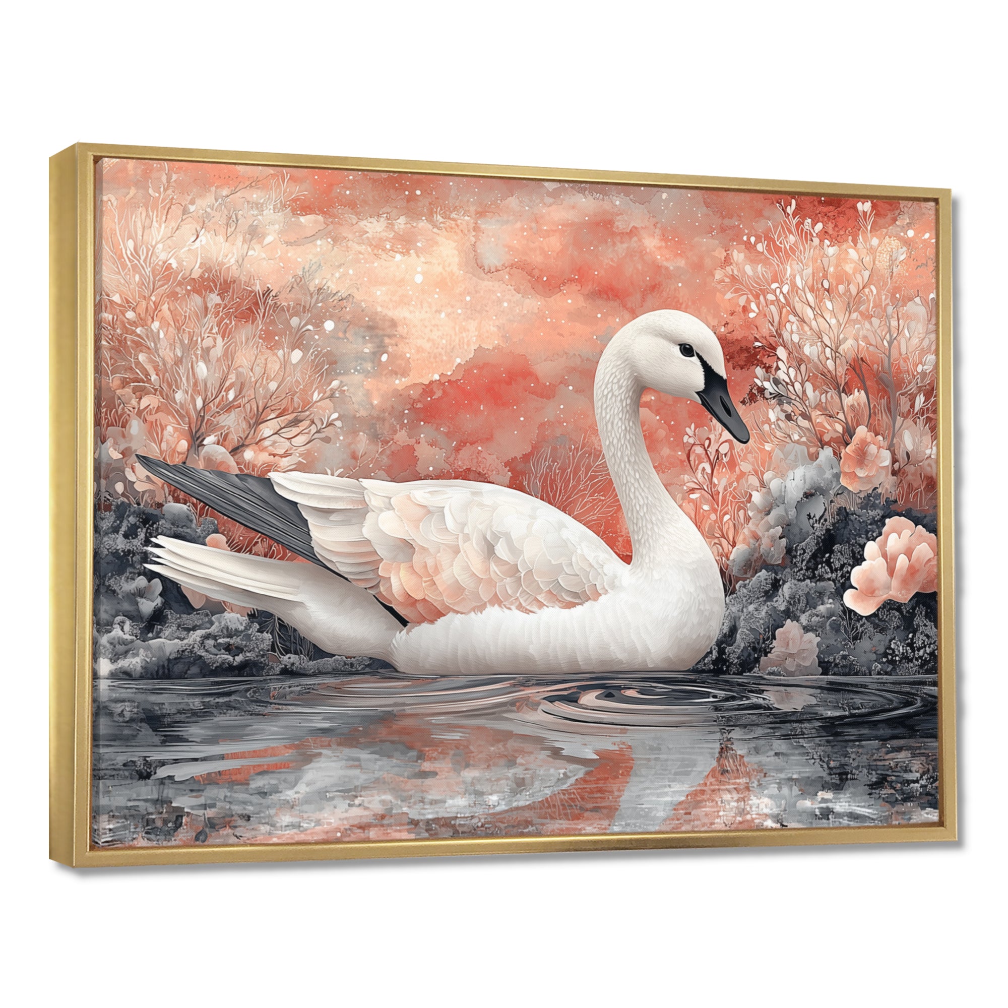 Pink Swan Reflections Of Elegance - Swans Wall Decor
