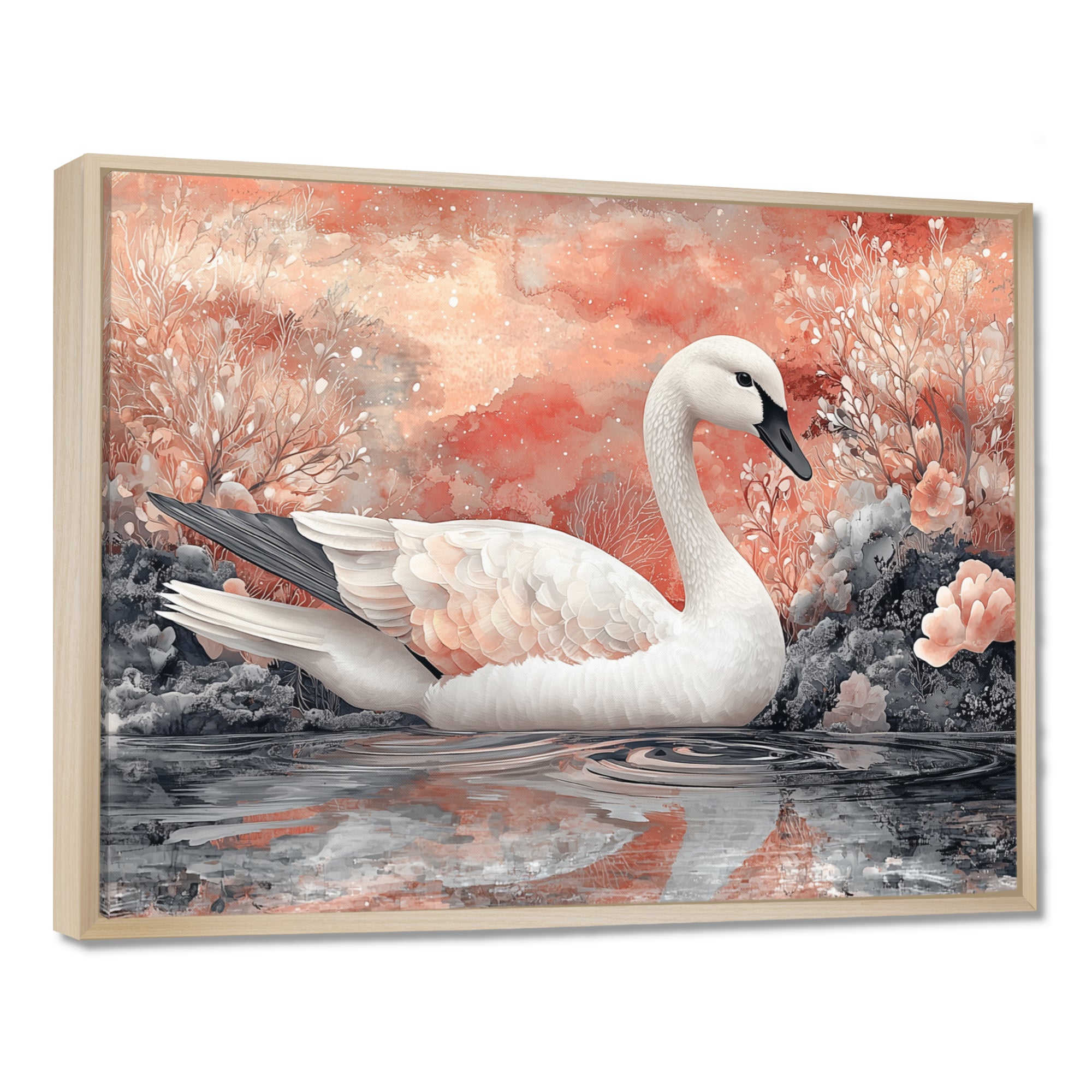 Pink Swan Reflections Of Elegance - Swans Wall Decor