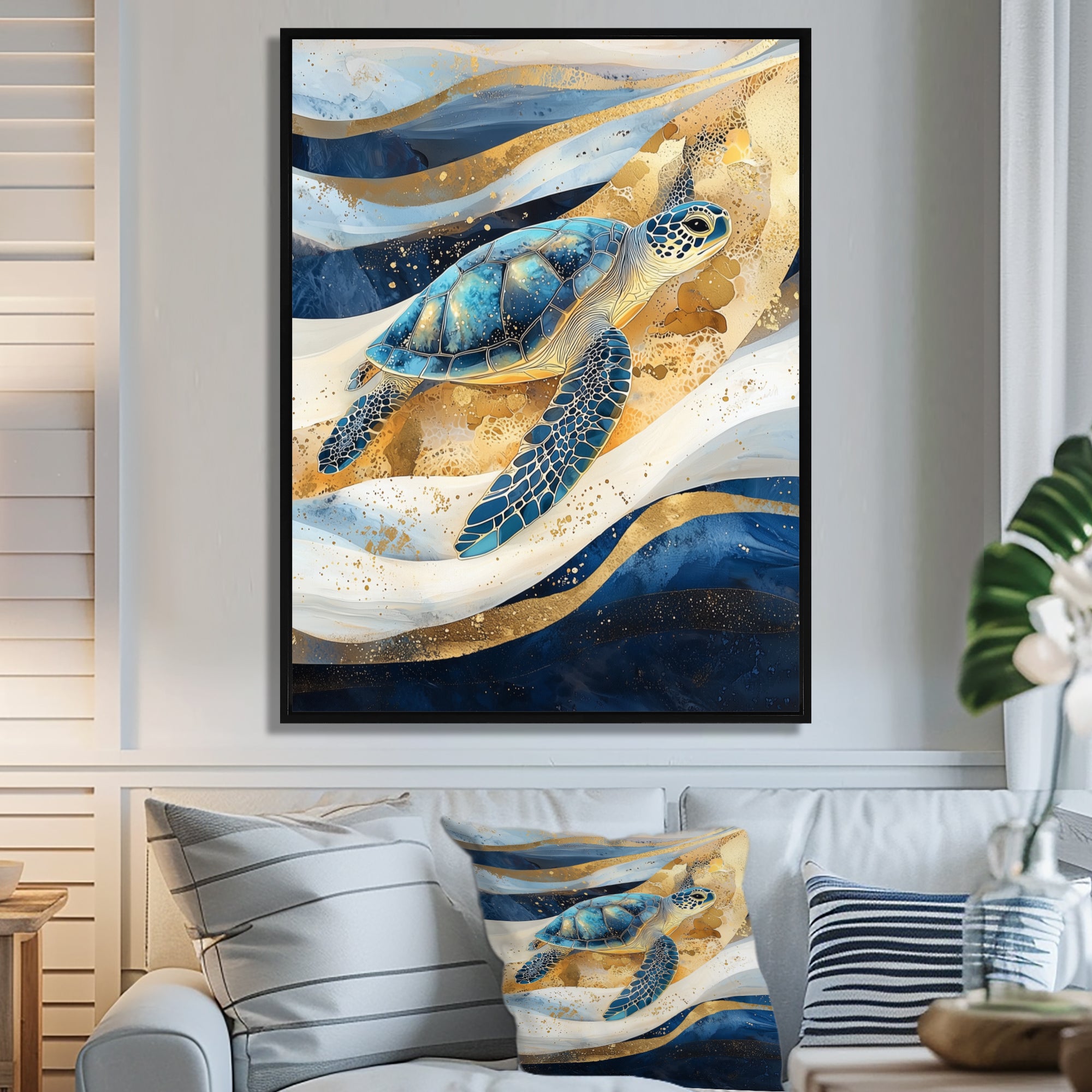 Abstract Waves Of Turtle Trails - Turtle Home Decor Art