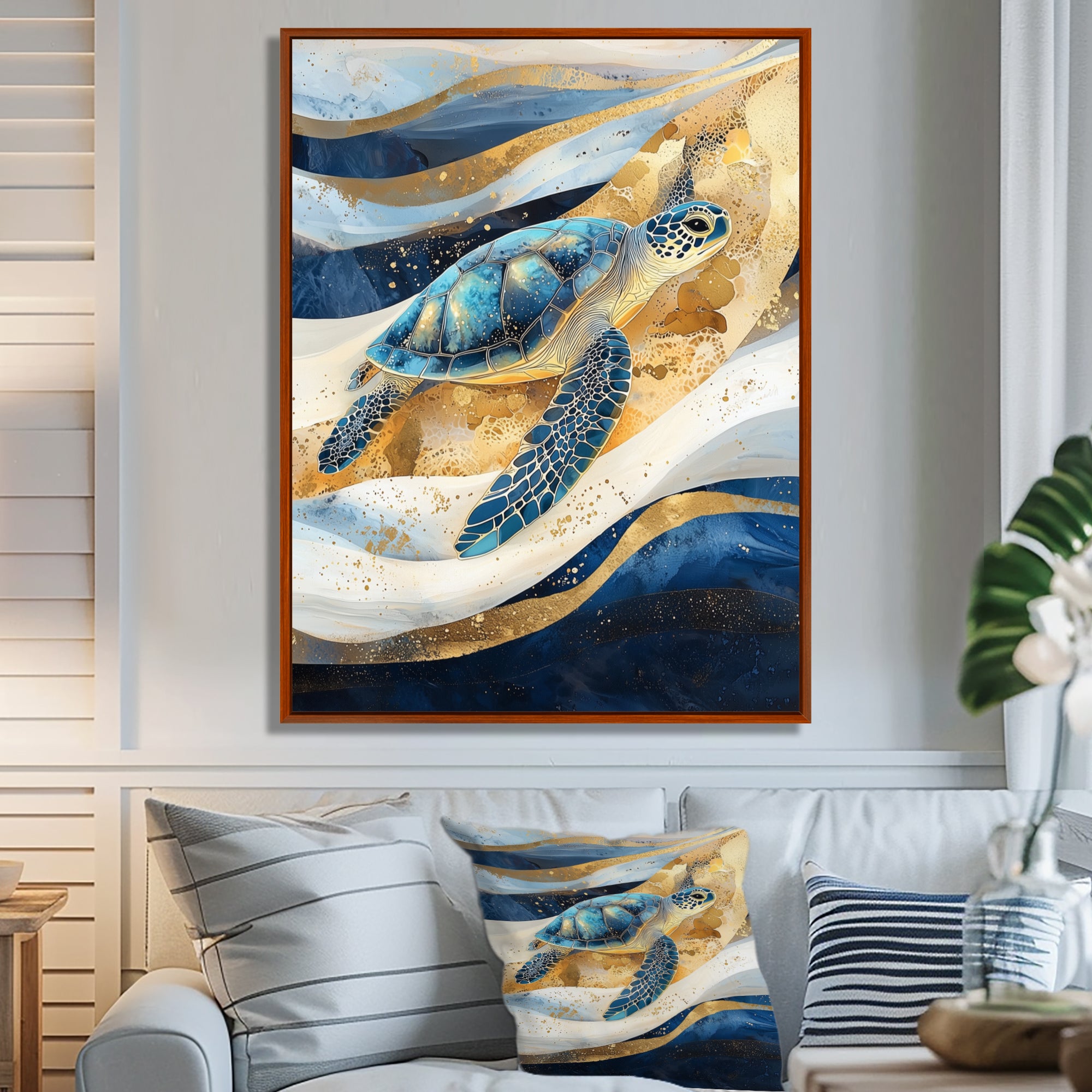 Abstract Waves Of Turtle Trails - Turtle Home Decor Art