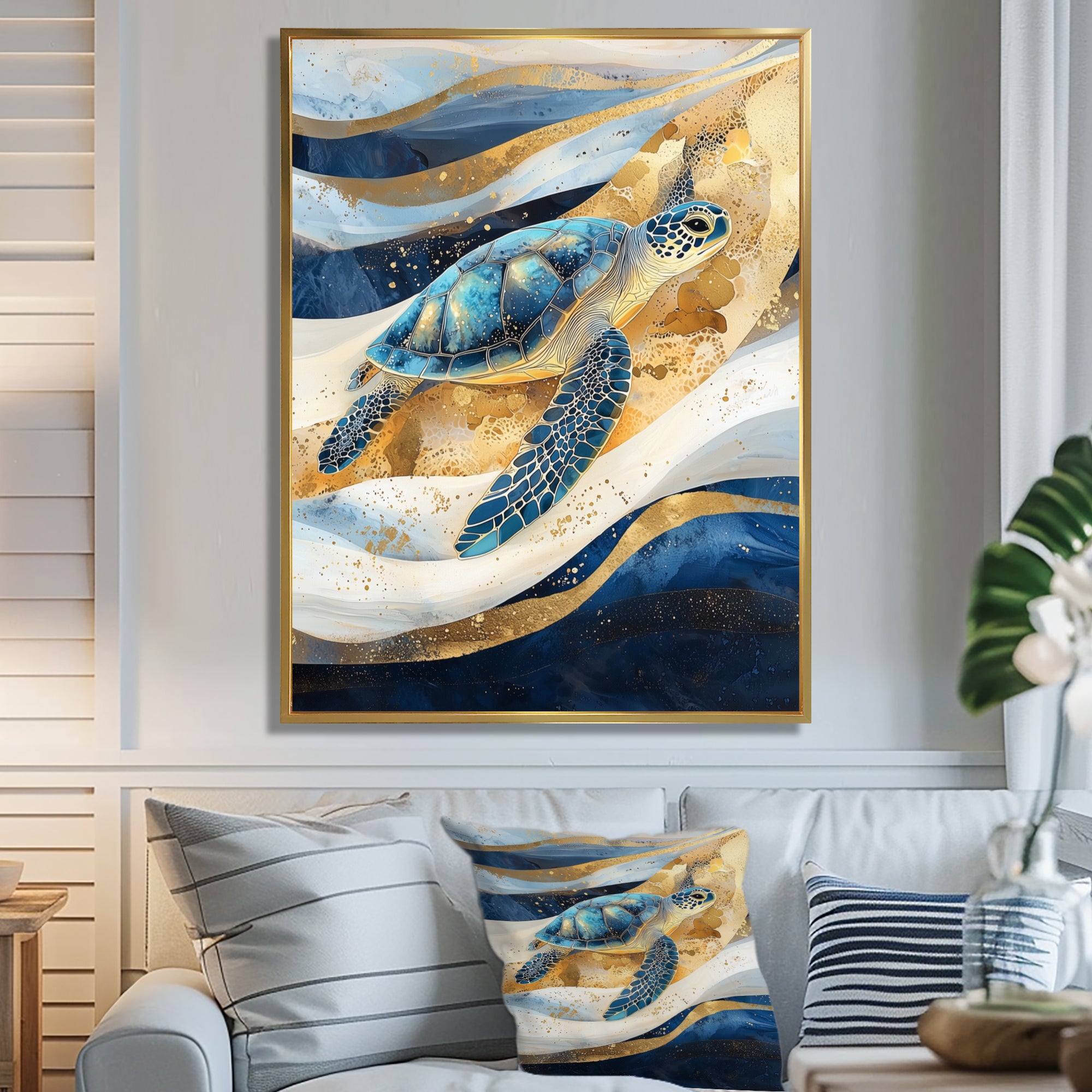 Abstract Waves Of Turtle Trails - Turtle Home Decor Art