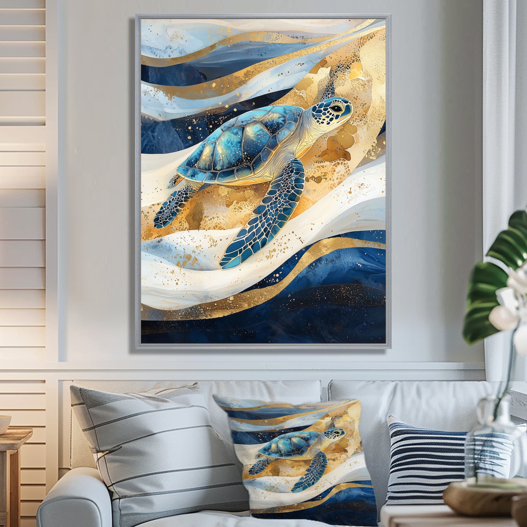 Abstract Waves Of Turtle Trails - Turtle Home Decor Art