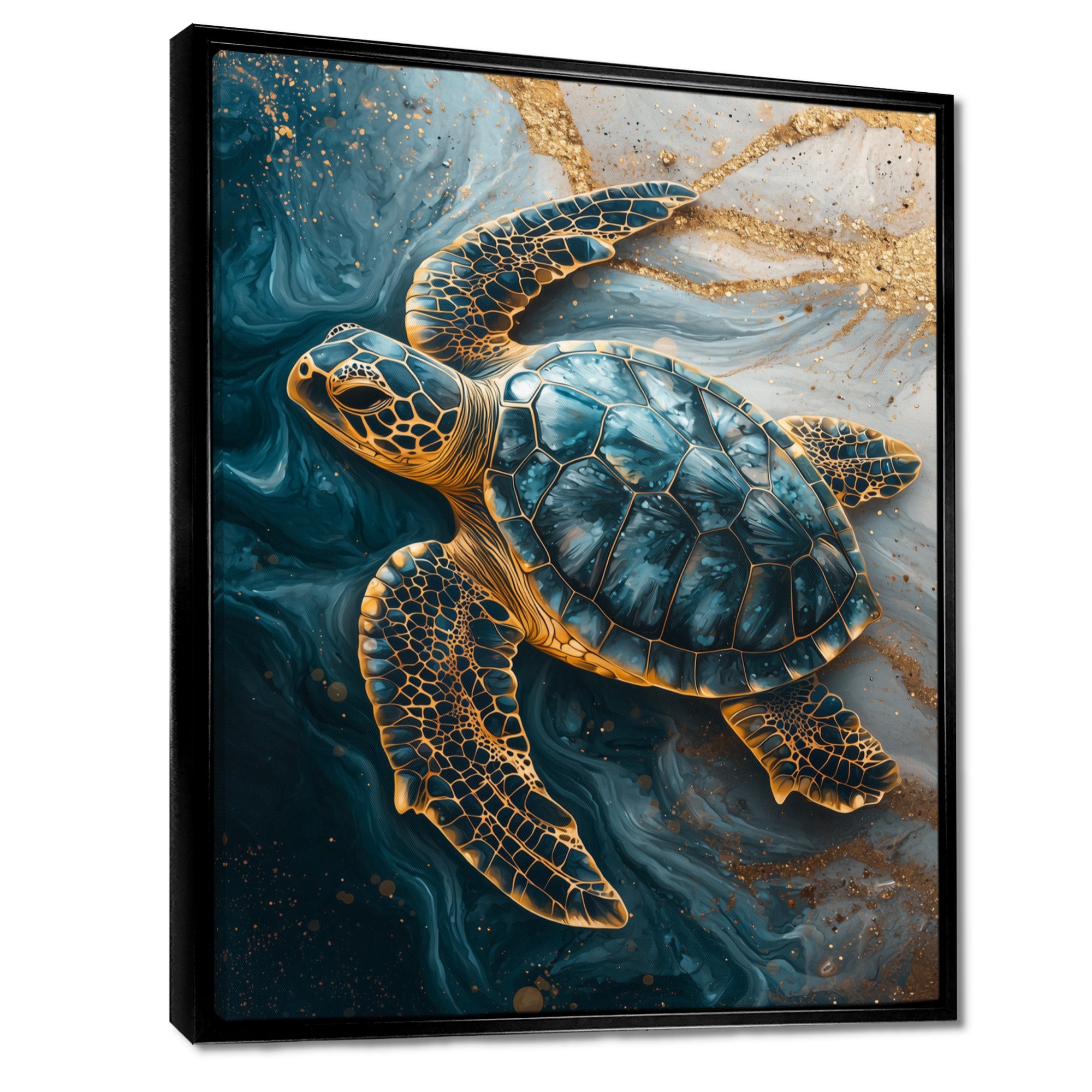 Abstract Marble Of The Turtle S Voyage - Turtle Living Room Wall Art