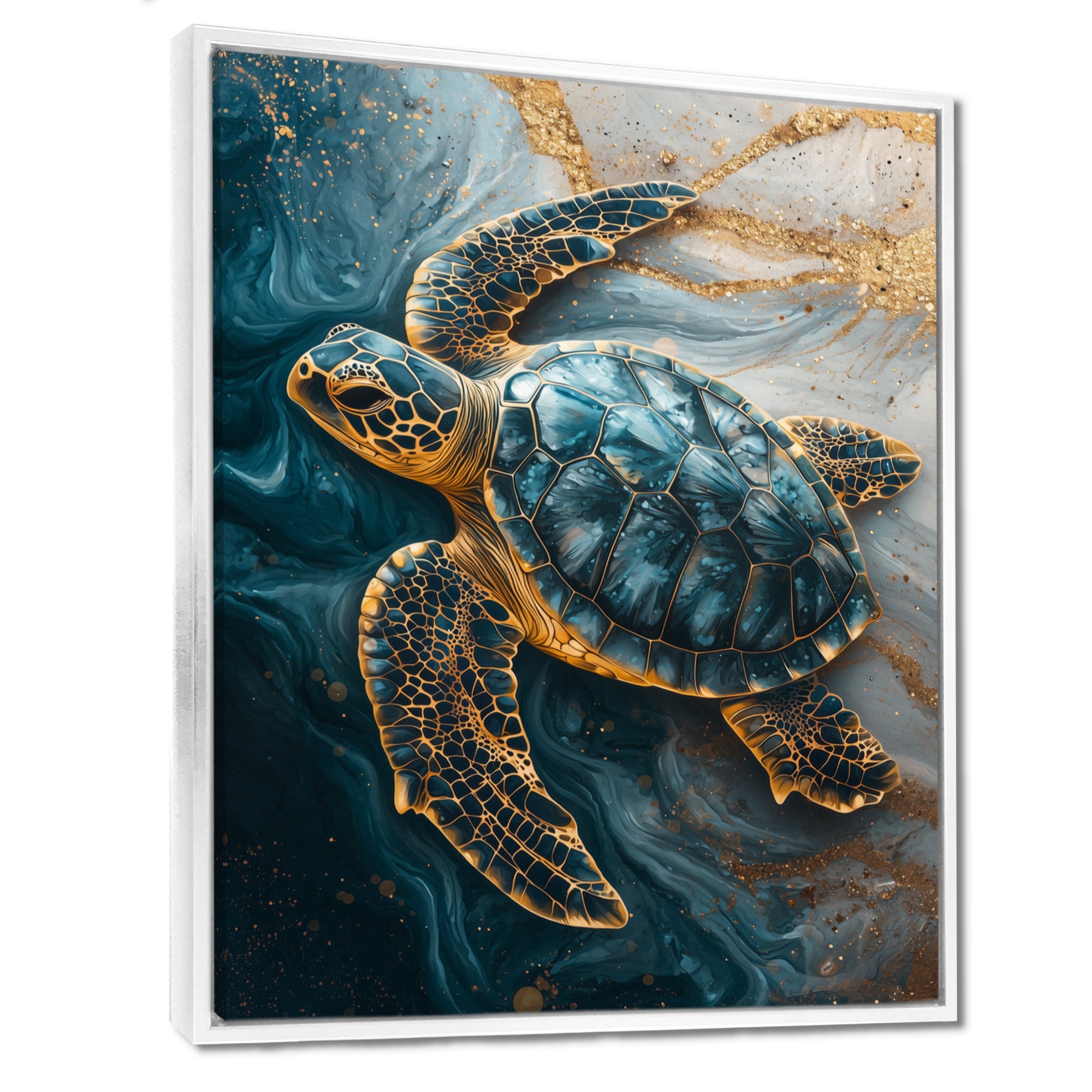 Abstract Marble Of The Turtle S Voyage - Turtle Living Room Wall Art