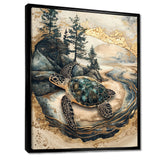 Turtle On Forest Landscape Collage - Turtle Wall Decor