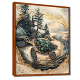 Turtle On Forest Landscape Collage - Turtle Wall Decor