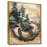 Turtle On Forest Landscape Collage - Turtle Wall Decor