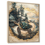 Turtle On Forest Landscape Collage - Turtle Wall Decor