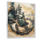 Turtle On Forest Landscape Collage - Turtle Wall Decor