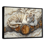White Tiger In Winter Landscape Crystal - Tiger Framed Canvas Art