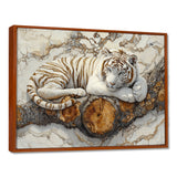 White Tiger In Winter Landscape Crystal - Tiger Framed Canvas Art