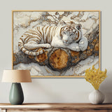 White Tiger In Winter Landscape Crystal - Tiger Framed Canvas Art