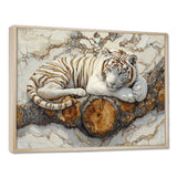 White Tiger In Winter Landscape Crystal - Tiger Framed Canvas Art