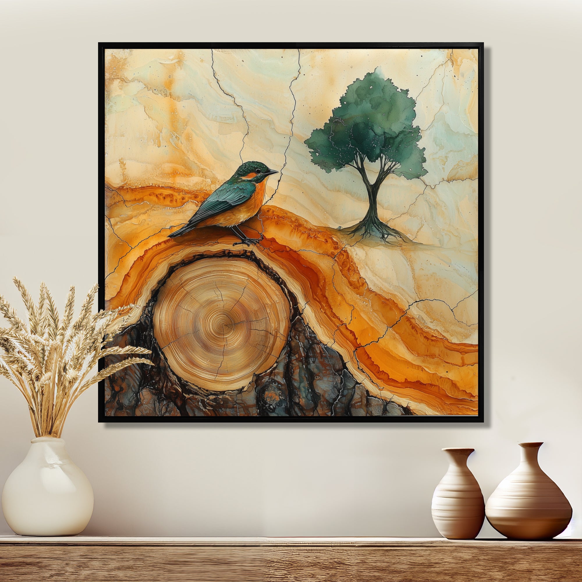 Pink Crystals Color World Map Wood Slide - Woodpecker Bird Wall Art Prints