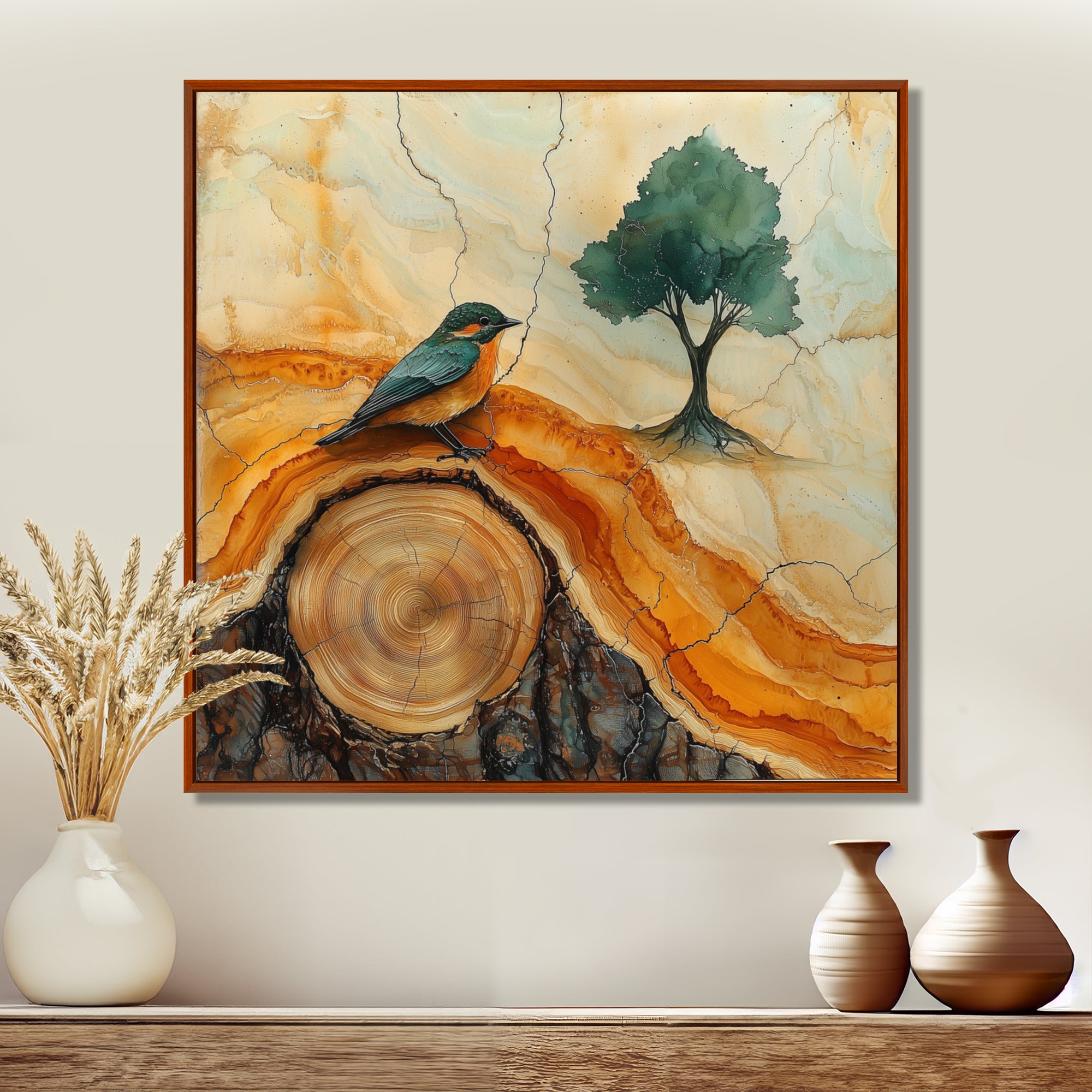 Pink Crystals Color World Map Wood Slide - Woodpecker Bird Wall Art Prints