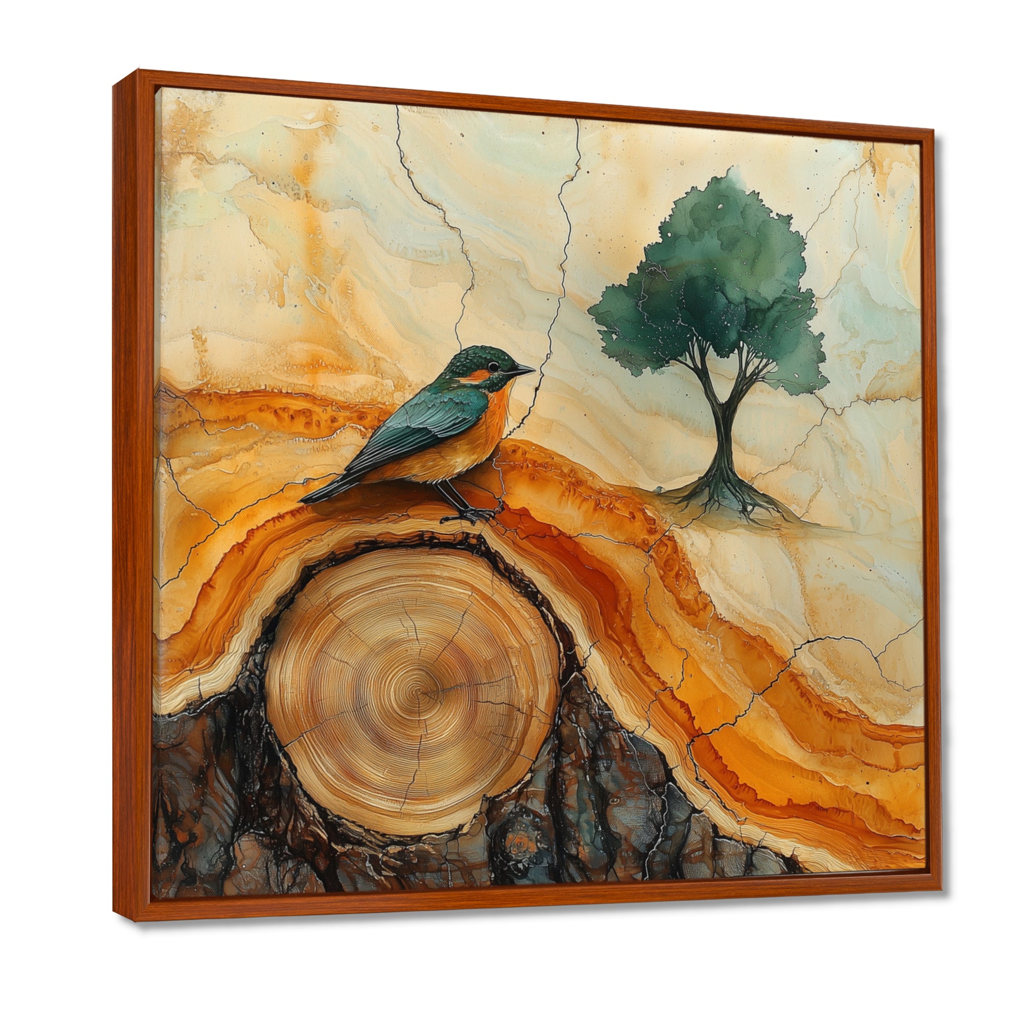 Pink Crystals Color World Map Wood Slide - Woodpecker Bird Wall Art Prints