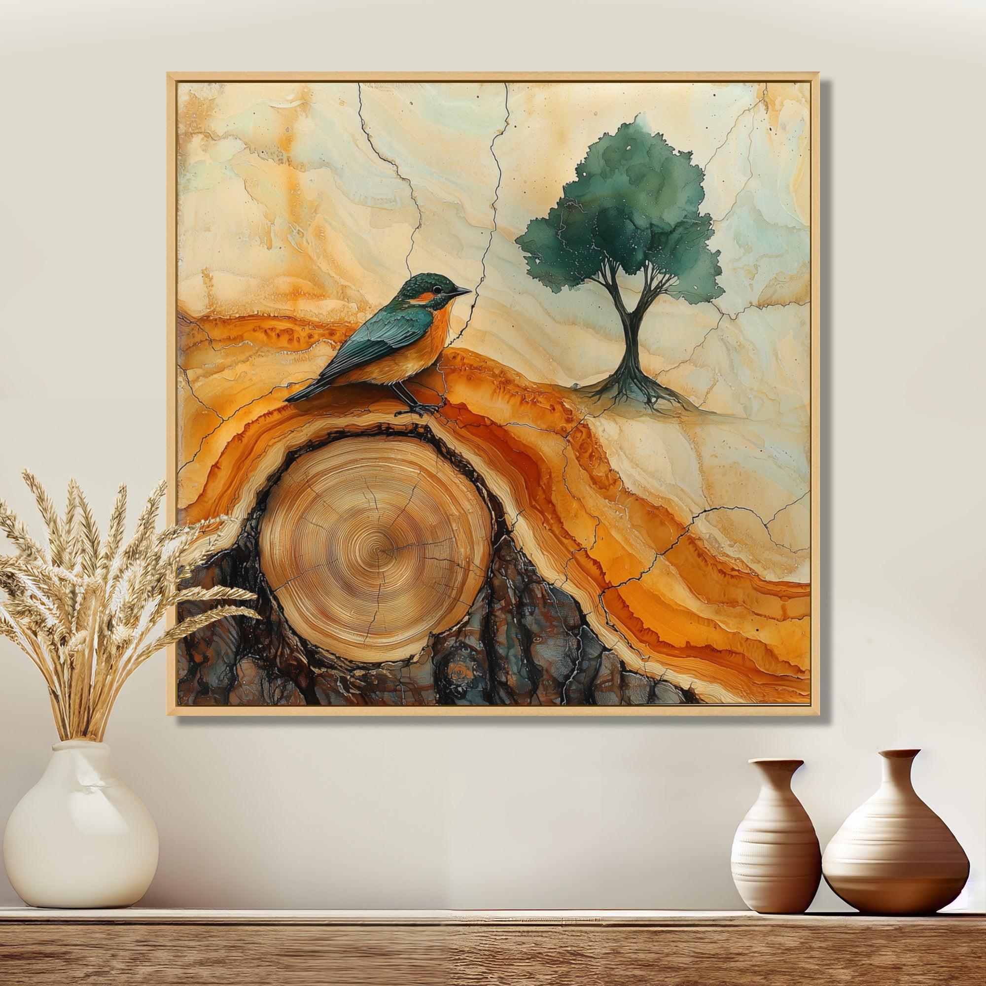 Pink Crystals Color World Map Wood Slide - Woodpecker Bird Wall Art Prints