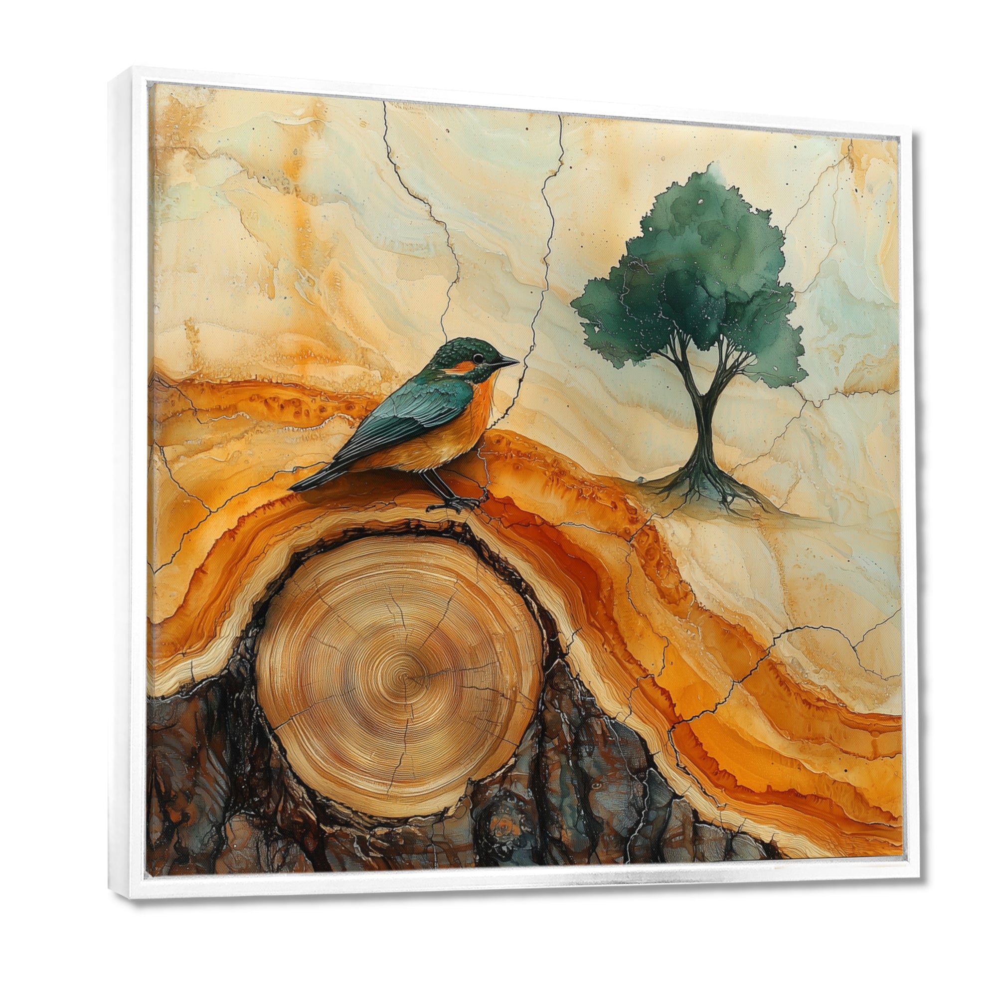 Pink Crystals Color World Map Wood Slide - Woodpecker Bird Wall Art Prints