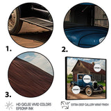 30S Ford Car In Barn II Framed Canvas Vibrant Black - 1.5"Thick