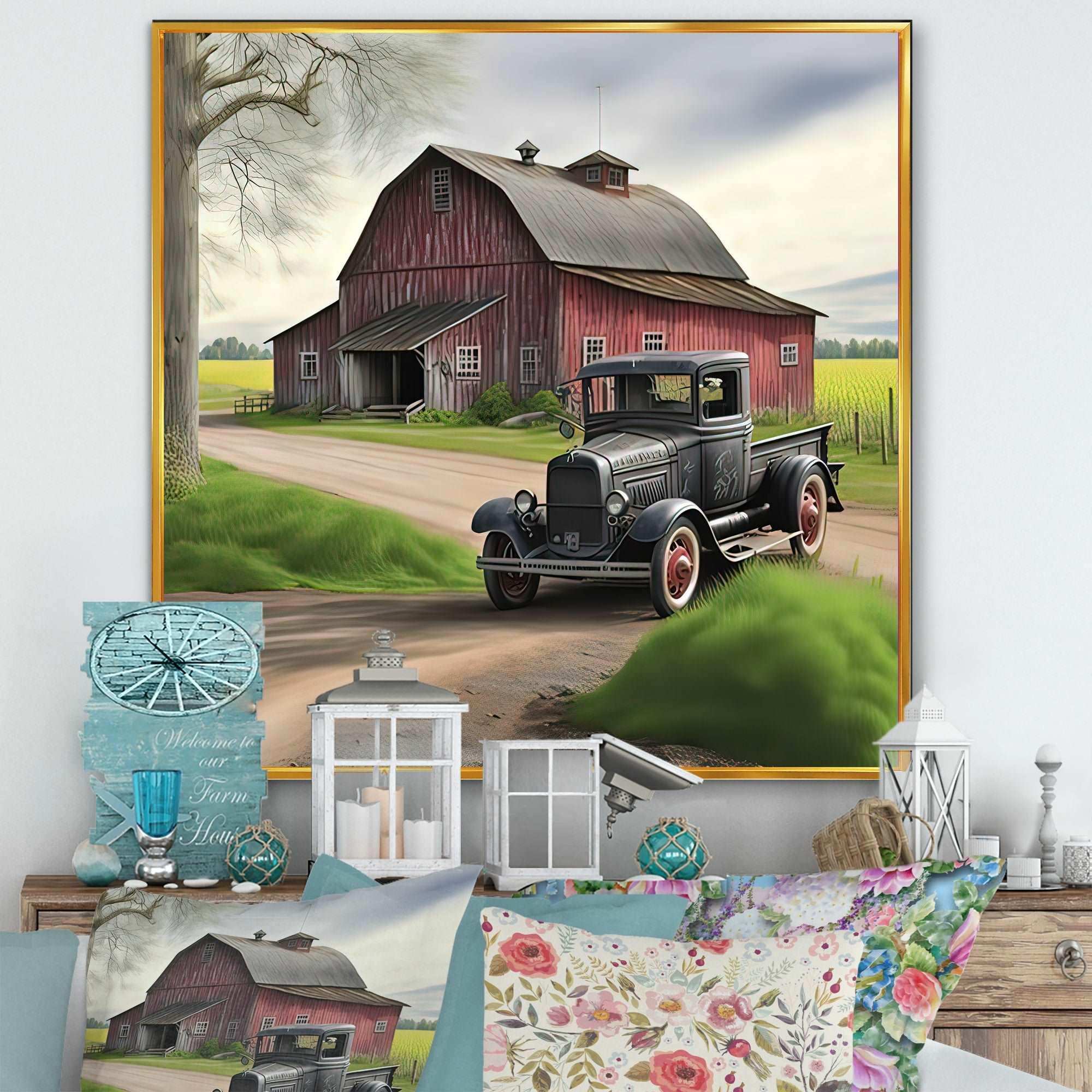 30S Ford Car In Barn III Canvas Canvas