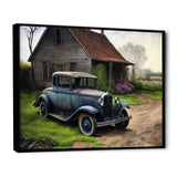 30S Ford Car In Barn V Framed Canvas Vibrant Black - 1.5"Thick