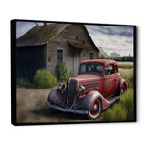 30S Ford Car In Barn VI Framed Canvas Vibrant Black - 1.5"Thick