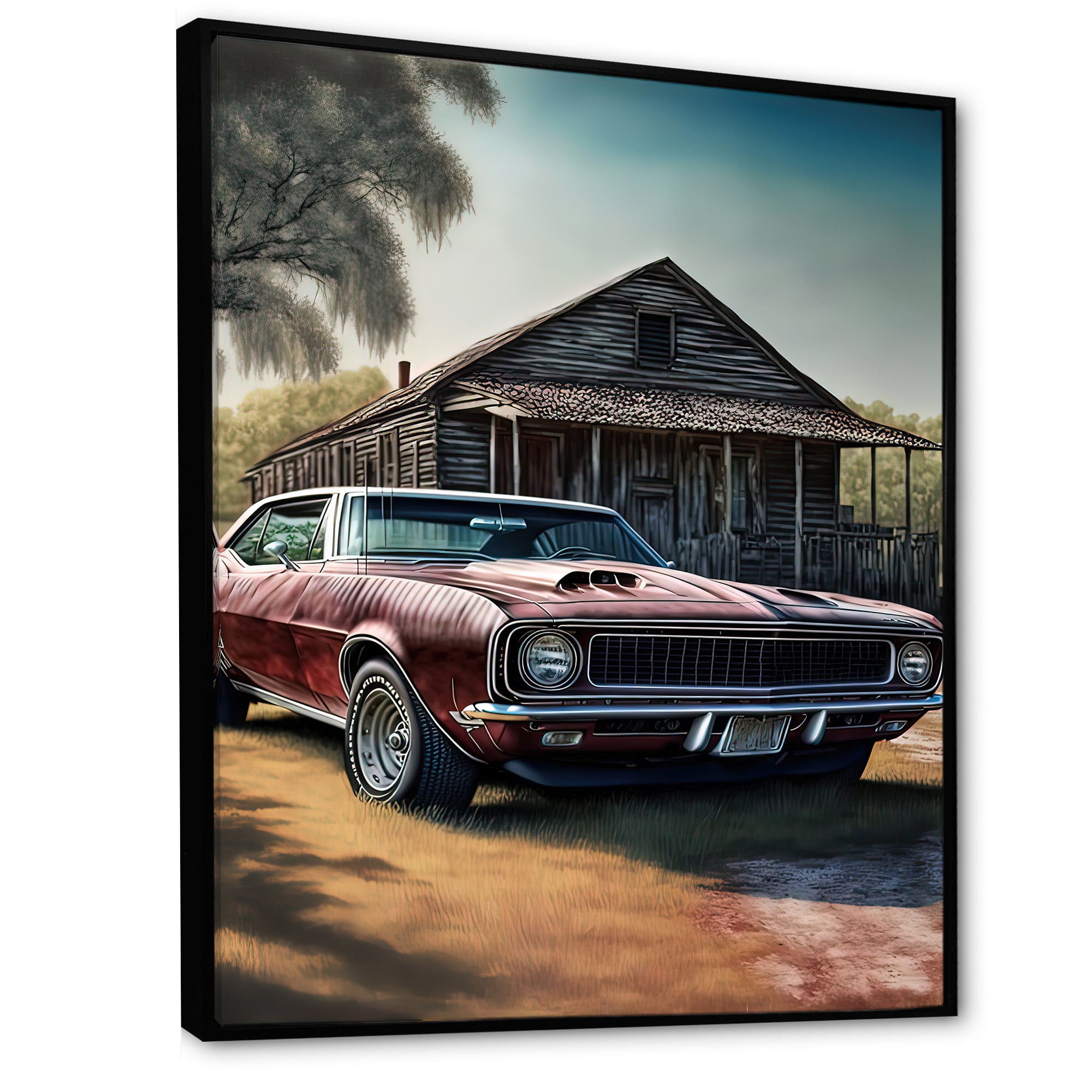 Camero In Barn I - Car Muscle Car Canvas Wall Art