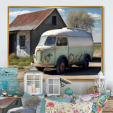 Old Milk Delivery In Barn - Car Old American Canvas Wall Art